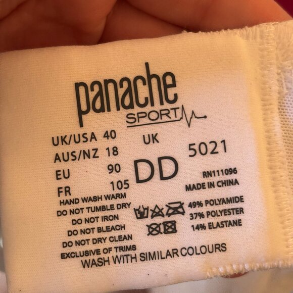 NWT Panache 5021 Underwired Sports Bra 40DD White High Impact Support - Picture 3 of 4